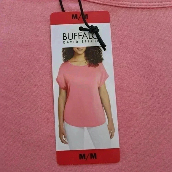 ❤️ NWT Buffalo David Bitton Short Sleeved Jersey Knit Top Medium Pink - Picture 7 of 9